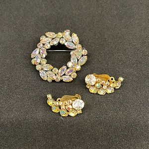 Vintage Continental Brooch and Clip On Earrings
